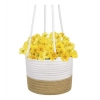 Dropship Cotton Hanging Planter Flower Basket Pack of 1 (Beige White)