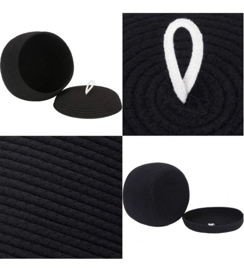 Cotton Bear Shaped Storage Matka Basket With Lid Pack of 1 (Black)