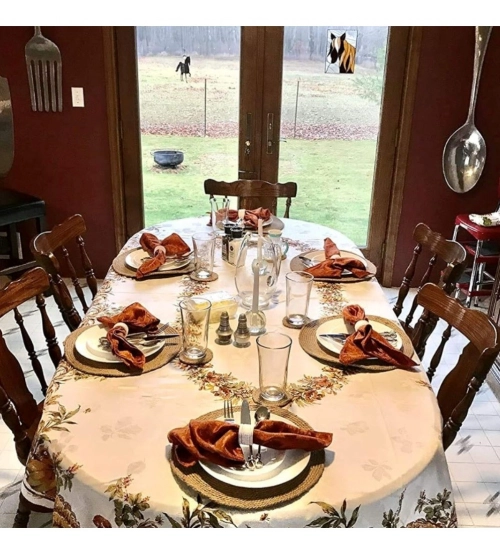 Cotton Dining Table Round Placemat Mats Set of 4 (Beige)