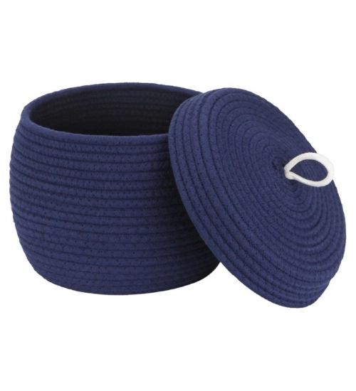 Cotton Bear Shaped Storage Matka Basket With Lid Pack of 1 (Blue)