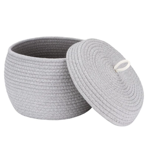 Cotton Bear Shaped Storage Matka Basket With Lid Pack of 1 (Grey)