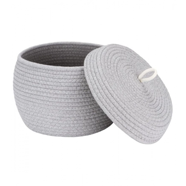 Dropship Cotton Bear Shaped Storage Matka Basket With Lid Pack of 1 (Grey)