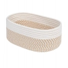 Dropship Cotton Oval Storage Rope Woven Baskets Pack of 1 (Beige White)