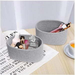 Generic Cotton Storage Rope Woven Baskets Pack of 2 (Grey)