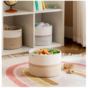 Generic Cotton Storage Rope Woven Baskets 9x7 Inch Pack of 1 (Beige)