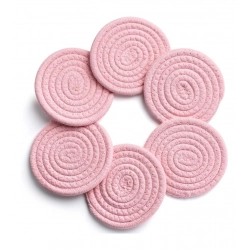 Cotton Rope Drink Coasters 6 Pcs Set (Pink)