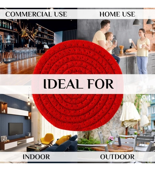 Cotton Rope Drink Coasters 4 Pcs Set (Red)