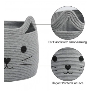 Generic Cotton Large Storage Cat Basket 15x11 Inch Pack of 1 (Grey)