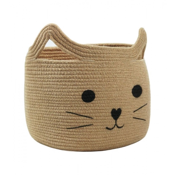 Dropship Cotton Large Storage Cat Basket 15x11 Inch Pack of 1 (Beige)