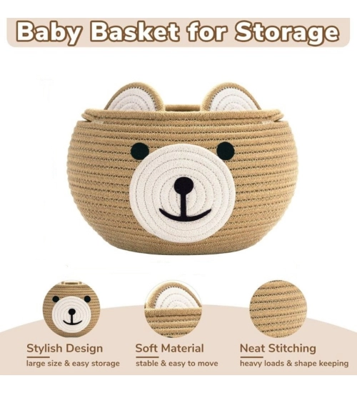 Cotton Bear Shaped Storage Baskets Pack of 1 (Beige)
