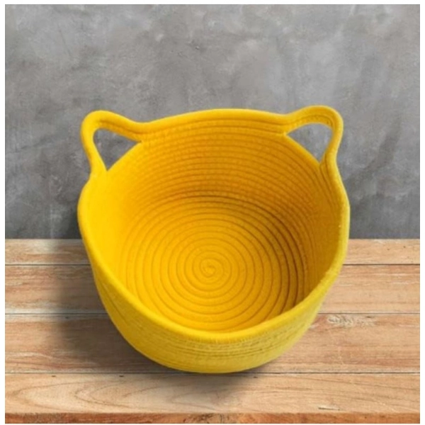 Dropship Cotton Plain Cat Basket 9x5 Inch Pack of 1 (Yellow)