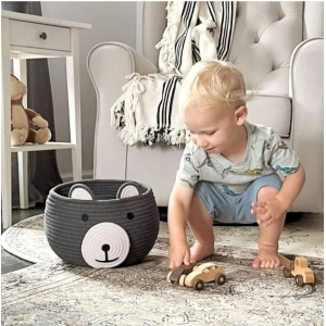 Generic Cotton Bear Shaped Storage Baskets Pack of 1 (Grey)