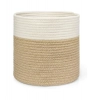 Dropship Cotton Large Woven Storage Basket 11x11 Inch Pack of 1 (Beige White)