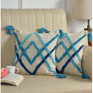 Generic Cotton Tufted Cushion Pillow Cover 16x16 Inch Pack of 2 (Slug Double)