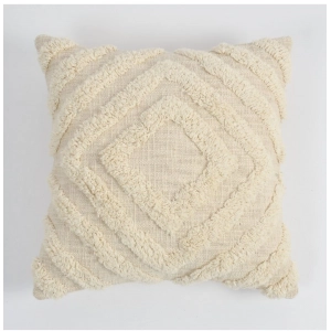 Generic Cotton Tufted Cushion Pillow Cover 16x16 Inch Pack of 2 (Off White)