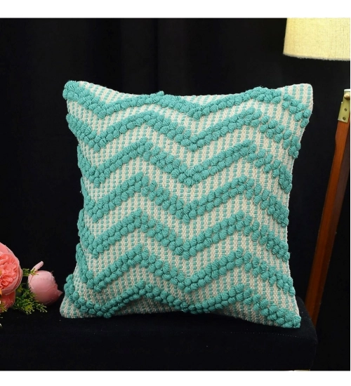 Cotton Handcrafted Pit Loom Cushion Cover 16x16 Inch Pack of 2 (Sea Green) Cotton Handcrafted Pit Loom Cushion Cover 16x16 Inch Pack of 2 (Sea Green)