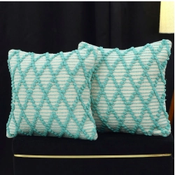 Cotton Handcrafted Pit Loom Cushion Cover 16x16 Inch Pack of 2 (Sea Green)