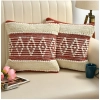 Dropship Cotton Handcrafted Pit Loom Cushion Cover 16x16 Inch Pack of 2 (Red Cream)