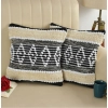 Dropship Cotton Diamond Handcrafted Pit Loom Cushion Cover 16x16 Inch Pack of 2 (Black Cream)