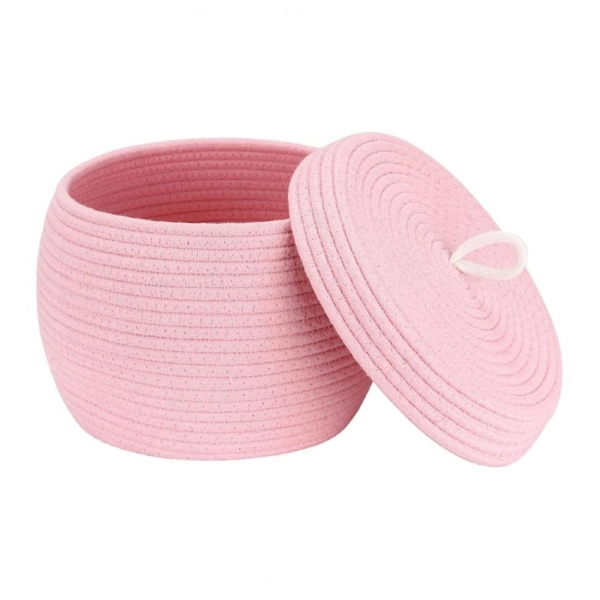 Dropship Cotton Bear Shaped Storage Matka Basket With Lid Pack of 1 (Pink)
