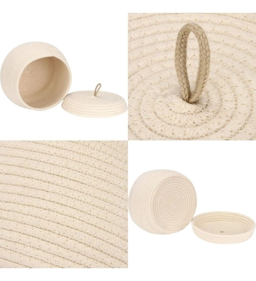 Cotton Bear Shaped Storage Matka Basket With Lid Pack of 1 (Beige)