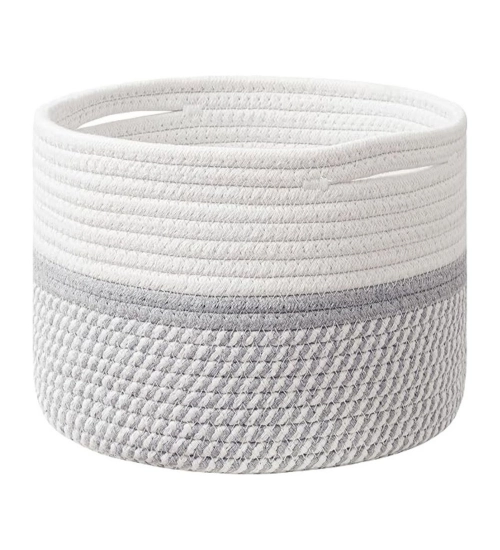 Cotton Storage Rope Woven Baskets 9x7 Inch Pack of 1 (Grey)