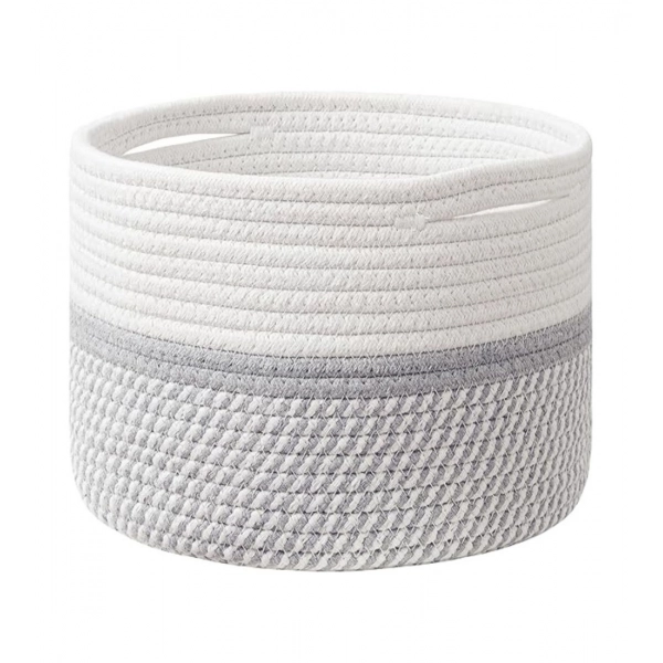 Dropship Cotton Storage Rope Woven Baskets 9x7 Inch Pack of 1 (Grey)