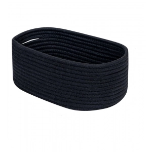 Generic Cotton Oval Storage Rope Woven Baskets Pack of 1 (Black)