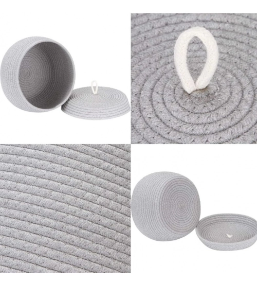 Cotton Bear Shaped Storage Matka Basket With Lid Pack of 1 (Grey)