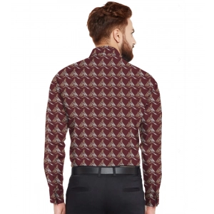 Generic Men's Casual Viscose Rayon Printed Full Sleeve Collar Shirt (Maroon)