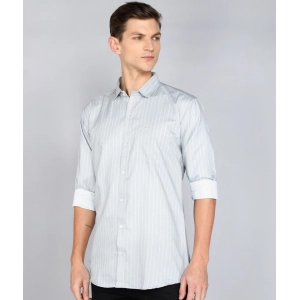 Generic Men's Casual Viscose Rayon Striped Full Sleeve Collar Shirt (Grey)