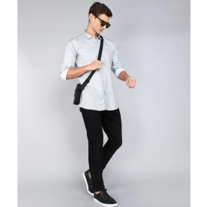 Generic Men's Casual Viscose Rayon Striped Full Sleeve Collar Shirt (Grey)