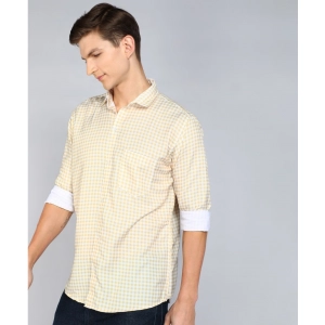 Generic Men's Casual Viscose Rayon Checkered Full Sleeve Collar Shirt (Brown-White)