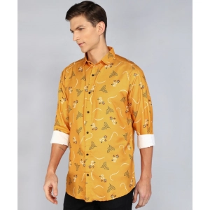 Generic Men's Casual Viscose Rayon Printed Full Sleeve Collar Shirt (Yellow)