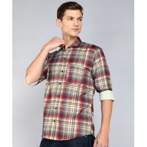 Generic Men's Casual Viscose Rayon Checkered Full Sleeve Collar Shirt (Brown)