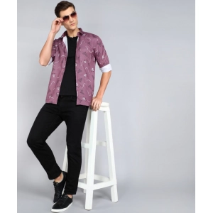 Generic Men's Casual Viscose Rayon Printed Full Sleeve Collar Shirt (Purple)