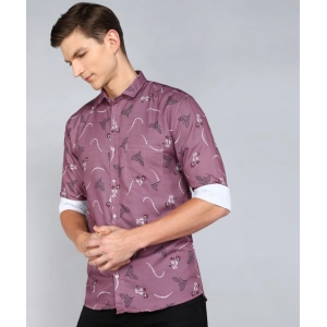 Generic Men's Casual Viscose Rayon Printed Full Sleeve Collar Shirt (Purple)