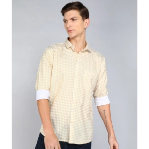 Generic Men's Casual Viscose Rayon Checkered Full Sleeve Collar Shirt (Brown-White)