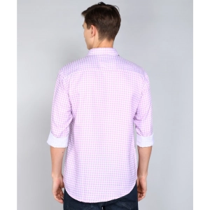 Generic Men's Casual Viscose Rayon Checkered Full Sleeve Collar Shirt (Purple-White)