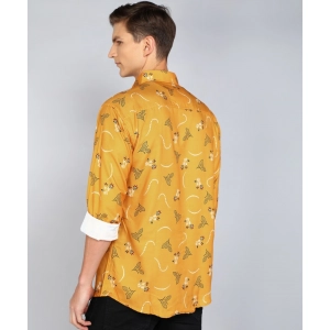 Generic Men's Casual Viscose Rayon Printed Full Sleeve Collar Shirt (Yellow)