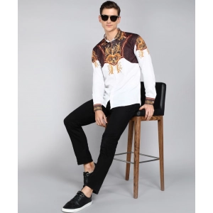 Generic Men's Casual Viscose Rayon Embroidered Full Sleeve Collar Shirt (Multicolor)