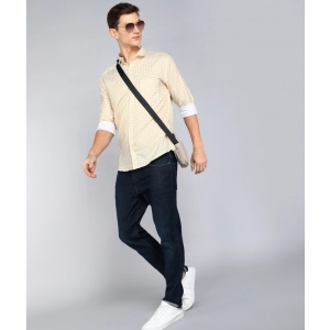 Generic Men's Casual Viscose Rayon Checkered Full Sleeve Collar Shirt (Brown-White)