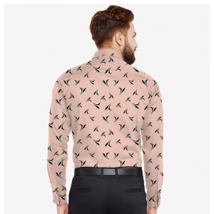 Generic Men's Casual Viscose Rayon Printed Full Sleeve Collar Shirt (Beige)