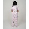 Dropship Girl's Silk Bleand Printed Short Sleeve Night Suit Set (Light Pink)