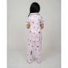 Dropship Girl's Silk Bleand Printed Short Sleeve Night Suit Set (Creem)