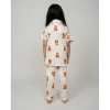 Dropship Girl's Silk Bleand Printed Short Sleeve Night Suit Set (White)