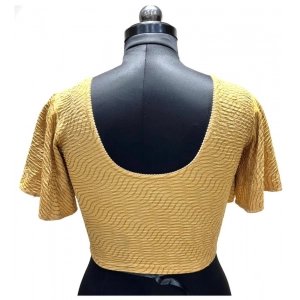 Generic Women's Lycra  Printed Round Neck Flared Sleeves Readymade Blouse (Yellow, Free Size)