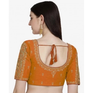 Generic Women's Phantom Silk Woven Round Neck Short Sleeve Readymade Blouse (Yellow, Free Size)