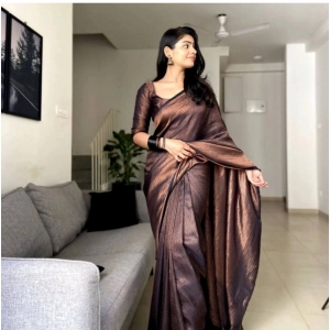 Generic Women's Banarasi Silk Woven Saree With Unstitched Blouse 5.5Mtr (Black)