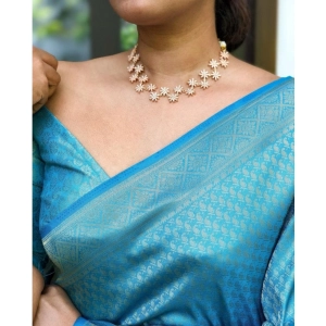 Generic Women's Banarasi Silk Woven Saree With Unstitched Blouse 5.5Mtr (Sky Blue)